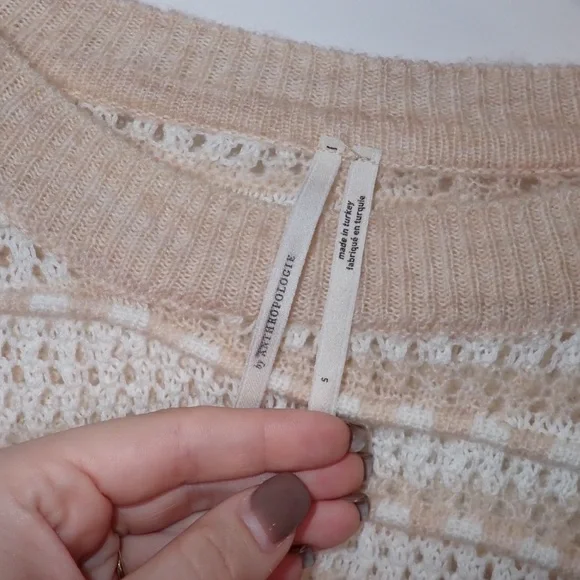 By Anthropologie Open-Stitch Checkered Sweater size S - Picture 14 of 14